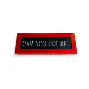 Rae Dunn by Design Styles Holiday Sign "Santa Please Stop Here" New